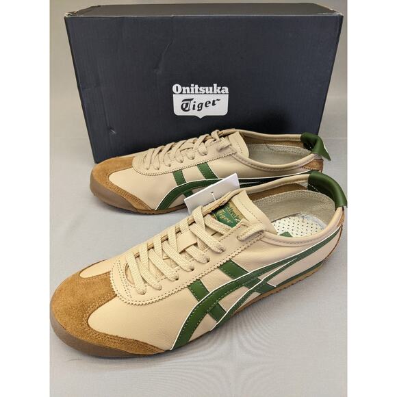 Onitsuka Tiger MEXICO 66 Leather 1183C102-250 Beige/Grass Green Unisex Size 9 - Picture 1 of 12